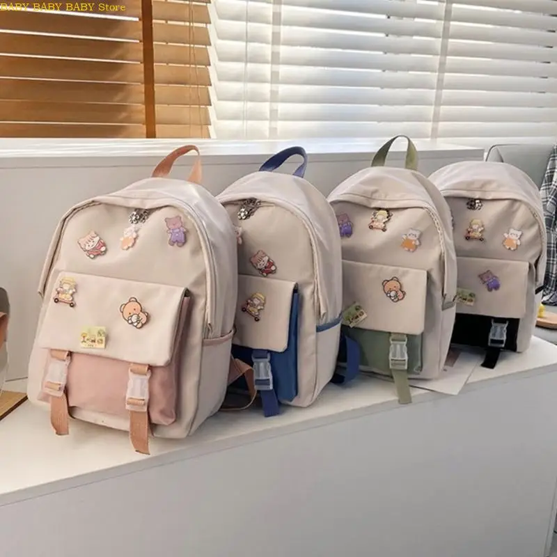 

Q81A Harajuku Large Capacity Backpack Laptop Travel School Bag Nylon College Bookbag for Student Teenagers Girls