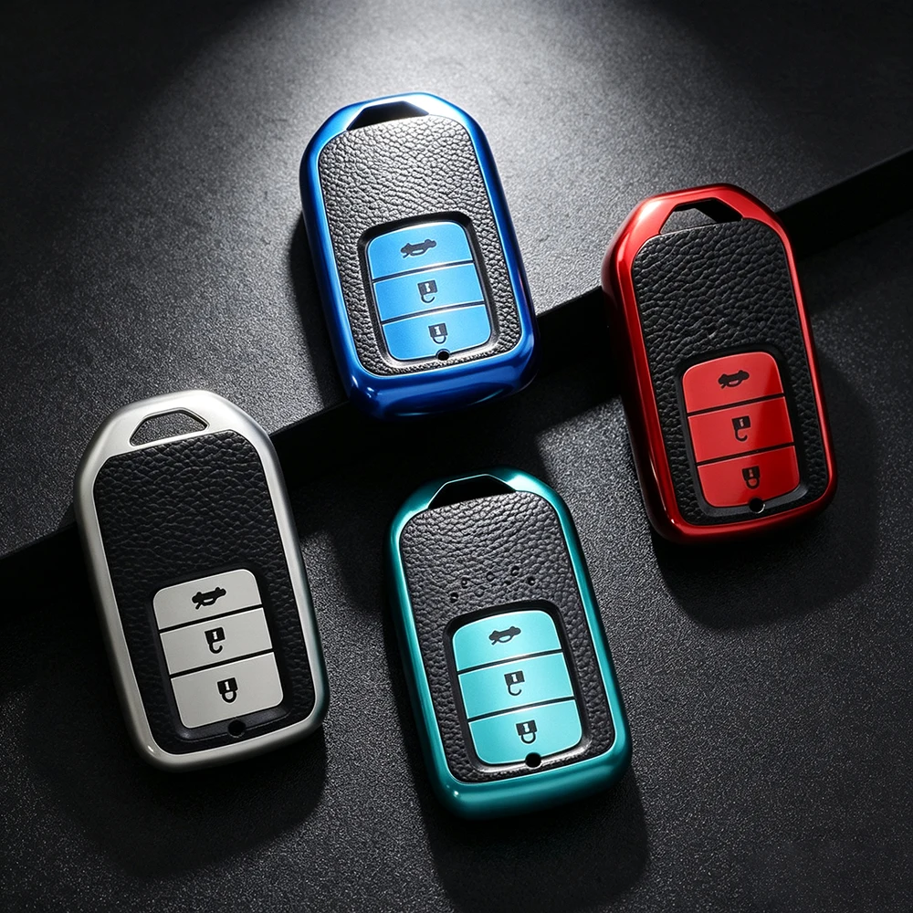 3 Buttons TPU Leather Smart Car Remote Key Shell for Honda Fit Odessey City Jazz XRV Venzel HRV CRV Accord Insert Auto Key Case