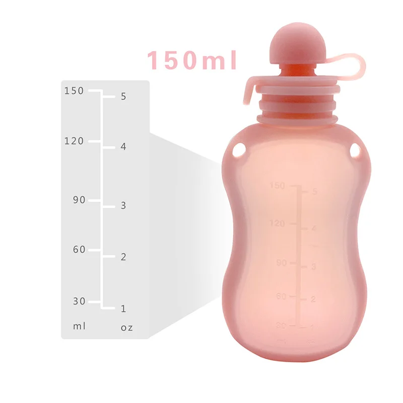 150ml Convenient Milk Storage Bag Reusable Silicone Complementary Food Pouch Refillable Baby Porridge Storage Solution Leakproof