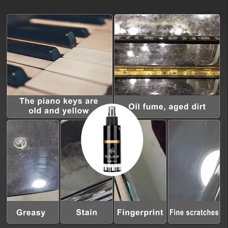 Piano Scratch Repair Care Kit 120ml Instruments Liquid Agent Keyboards Dust Polishing Liquid Kit For Keys Digital Pianos Matte