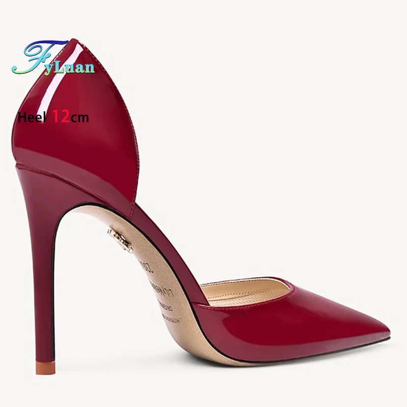 

Женские туфли-лодочки из искусственной кожи с острым носком, 2025 г., пикантные красные туфли на высоком каблуке 12 см, 10 см, 8 см, женская обувь на тонком каблуке, повседневная обувь на шпильке с боковым вырезом