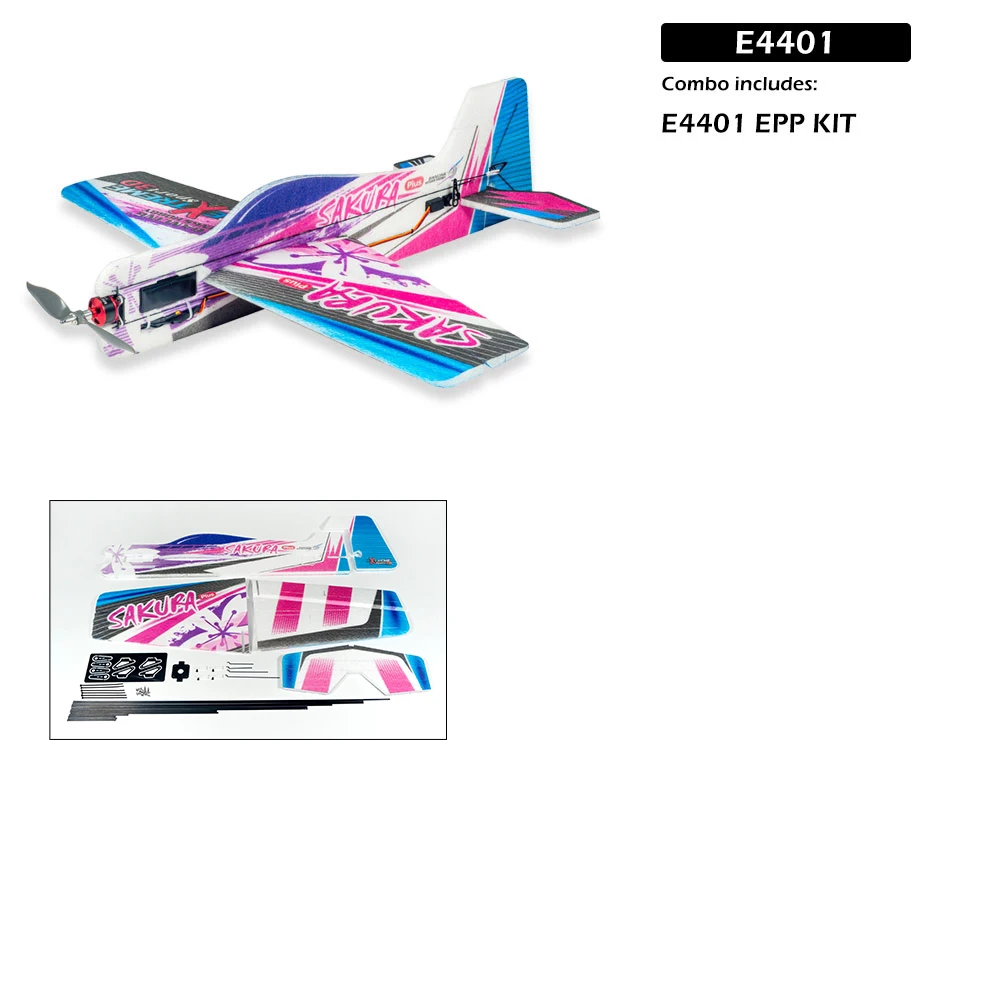 

Dancing Wings Hobby E44 Sakura Plus Размах крыльев 600 мм 3D Пилотажный комплект радиоуправляемого самолета EPP/Комплект + Power Combo