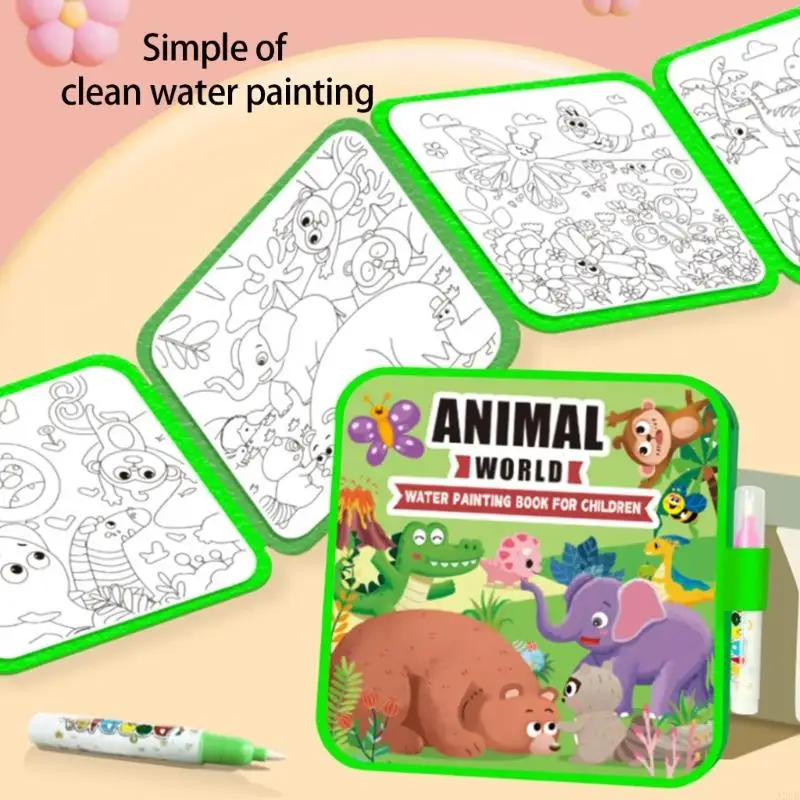 Livre coloriage magique à l'eau, réutilisable sûr pour les enfants, livre d'activités dessin à l'eau, développe Fine