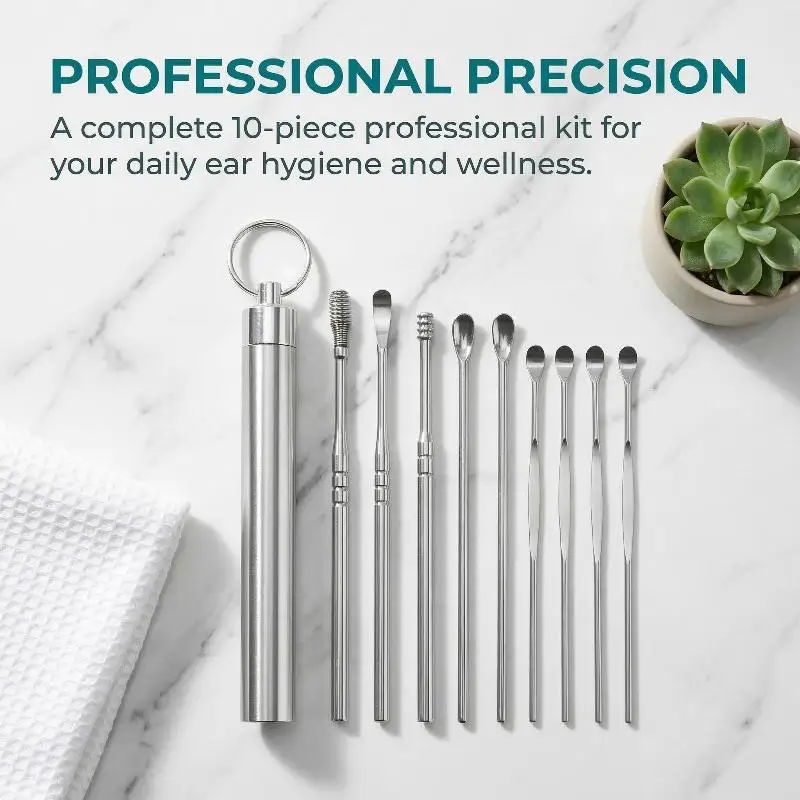 10Pcs/set Ear Wax Pickers Stainless Steel Earpick Wax Remover Care Ear Clean Tool Easy Carry