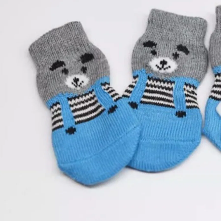 4PCS Warm Pet Cat and Dog Halloween Christmas Socks, Siamese Cat, Persian Cat, Cat and Dog Foot Shoes, Pet Birthday Gifts