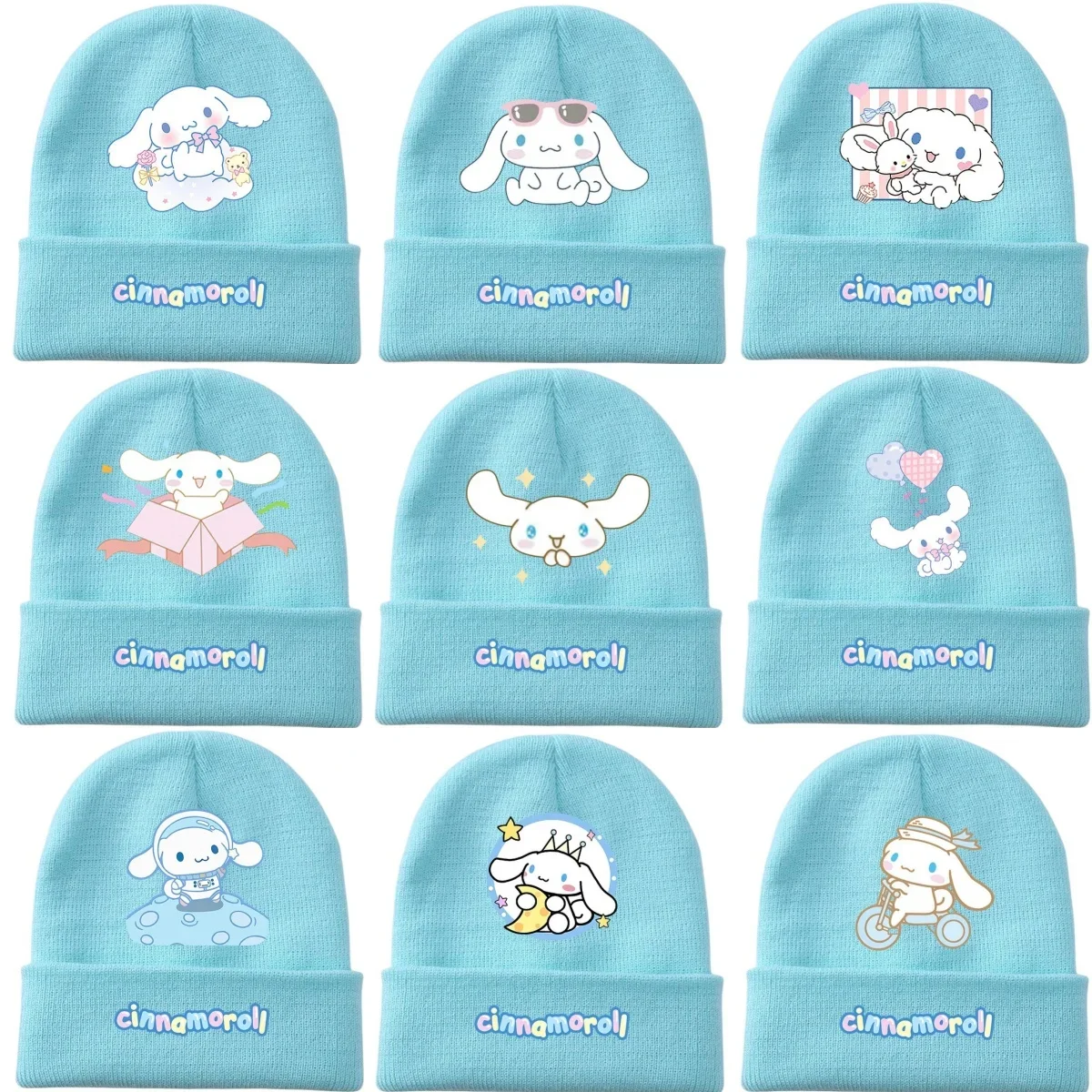 Cinnamoroll Anime New Knitted Hat Kawaii 2024 Girls Fashion Pullover Hats Women Men Casual Sports Warm Winter Cap Unisex Gifts