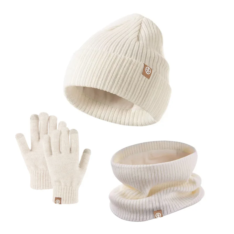 Autumn Winter 2-8Y Children\'s Knit Gloves Hat Scarf 3 Pieces Sets Outdoor Windproof Warm Kids Hats and Caps Muffler for Boy Girl