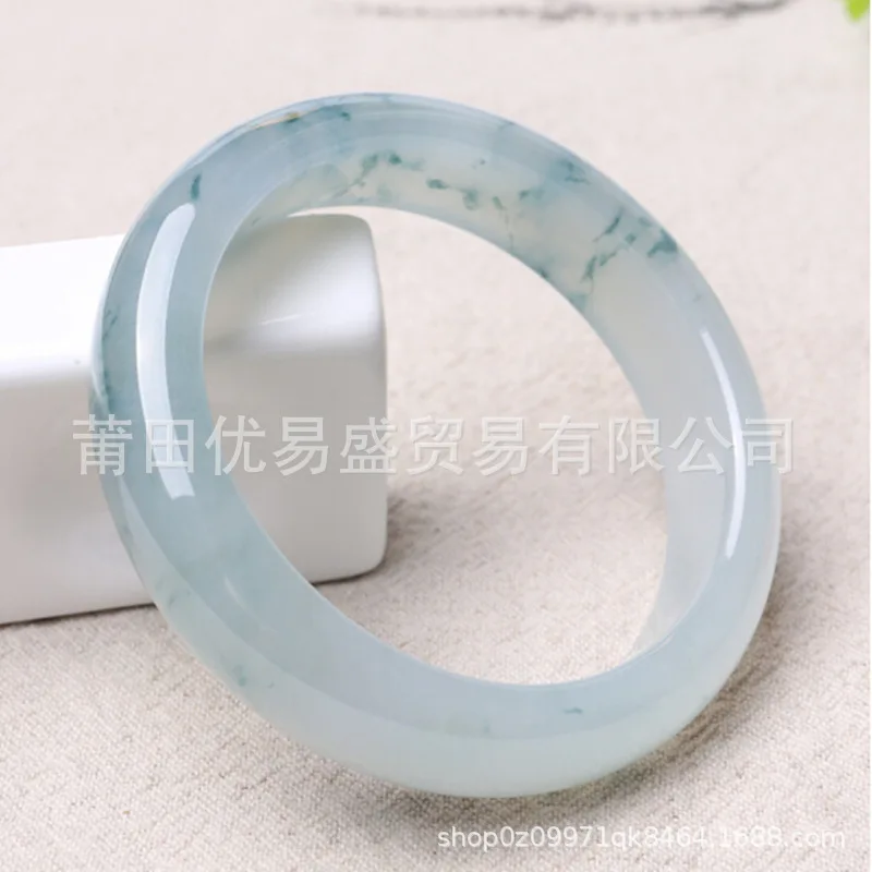 

Transparent Ice-like White Background Floating Flowers Light Color Girl Jade Flat Bar Positive Ring round Bracelet