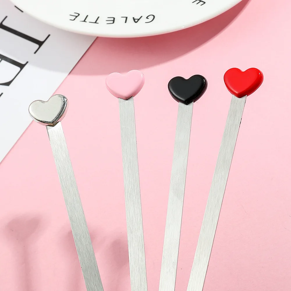 Cute Heart Bookmarks Creative Metal Bookmark Stainless Book Page Holder Kawaii Stationery Durable Student Reading Accessories