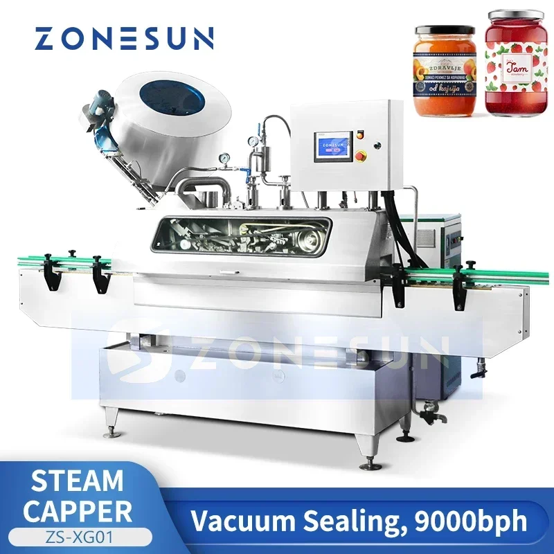 ZONESUN ZS-XG01 Metal Twist-off Caps Vacuum Steam Capper Automatic Glass Bottles Fruit Jam Jar Capping Machine