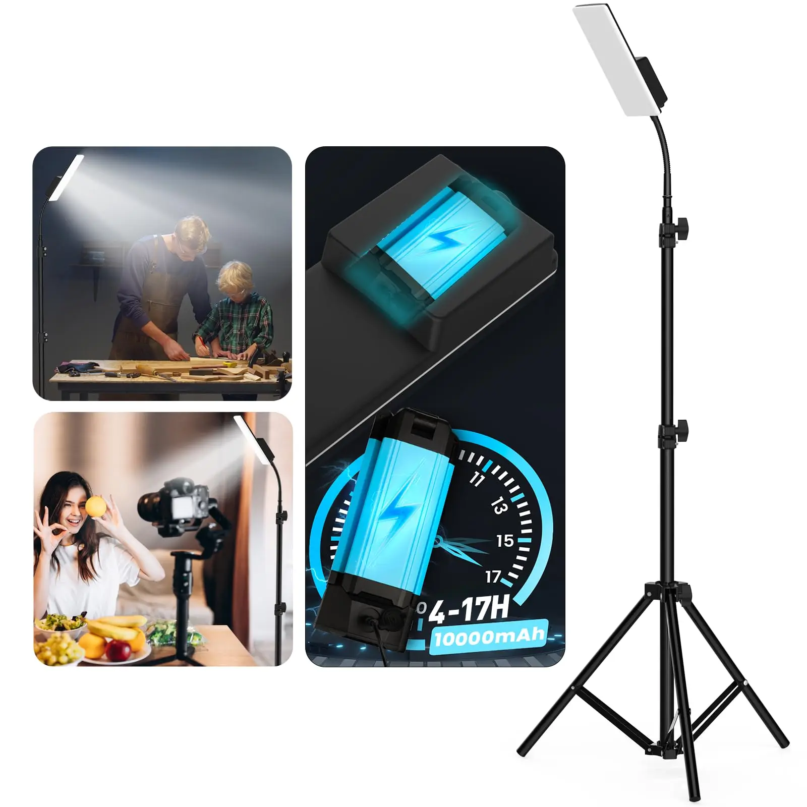 Camping Light, Telescoping Lantern Light, 10000mAh Rechargable 2500 Lumen Work Lights Adjustable Metal Telescoping Tripod 6Ft