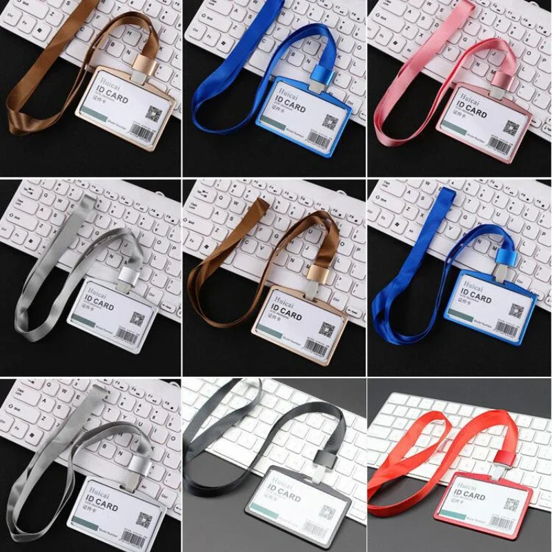 Retractable Id Card Holder with Lanyard Badge Holder Business Credit Card Holder Bus Card Case Cards Sleeve Office Accessories