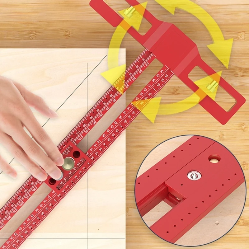 

360 Marking Ruler with Positioning Pin Metalwork Scribing Ruler for Versatile Use in Carpentry & Precisions Crafting M4YD