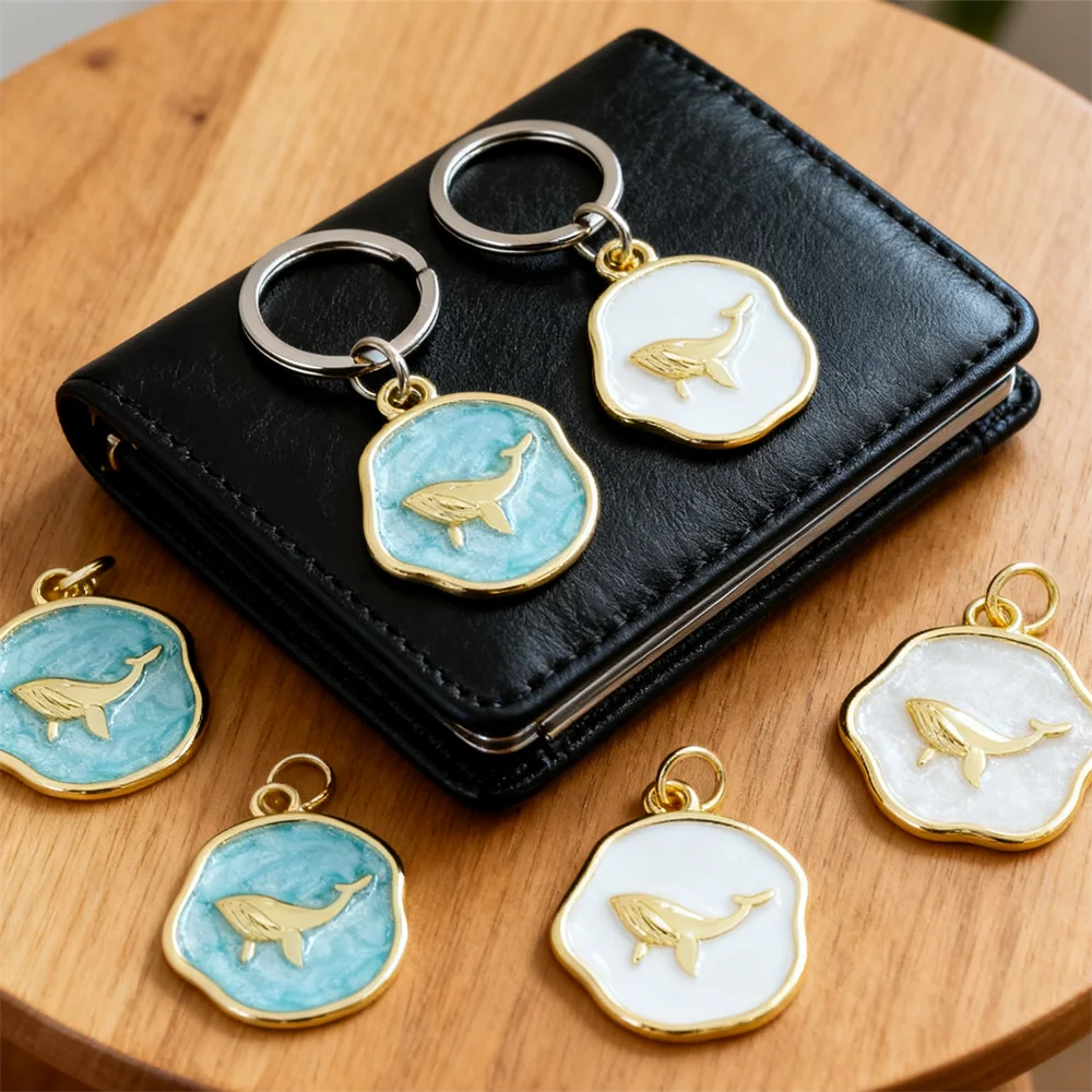 

4Pcs Pendants Brass Enamel Whale Charms Shimmering Irregular Style for DIY Jewelry Necklace Bracelet Accessories for Women Men