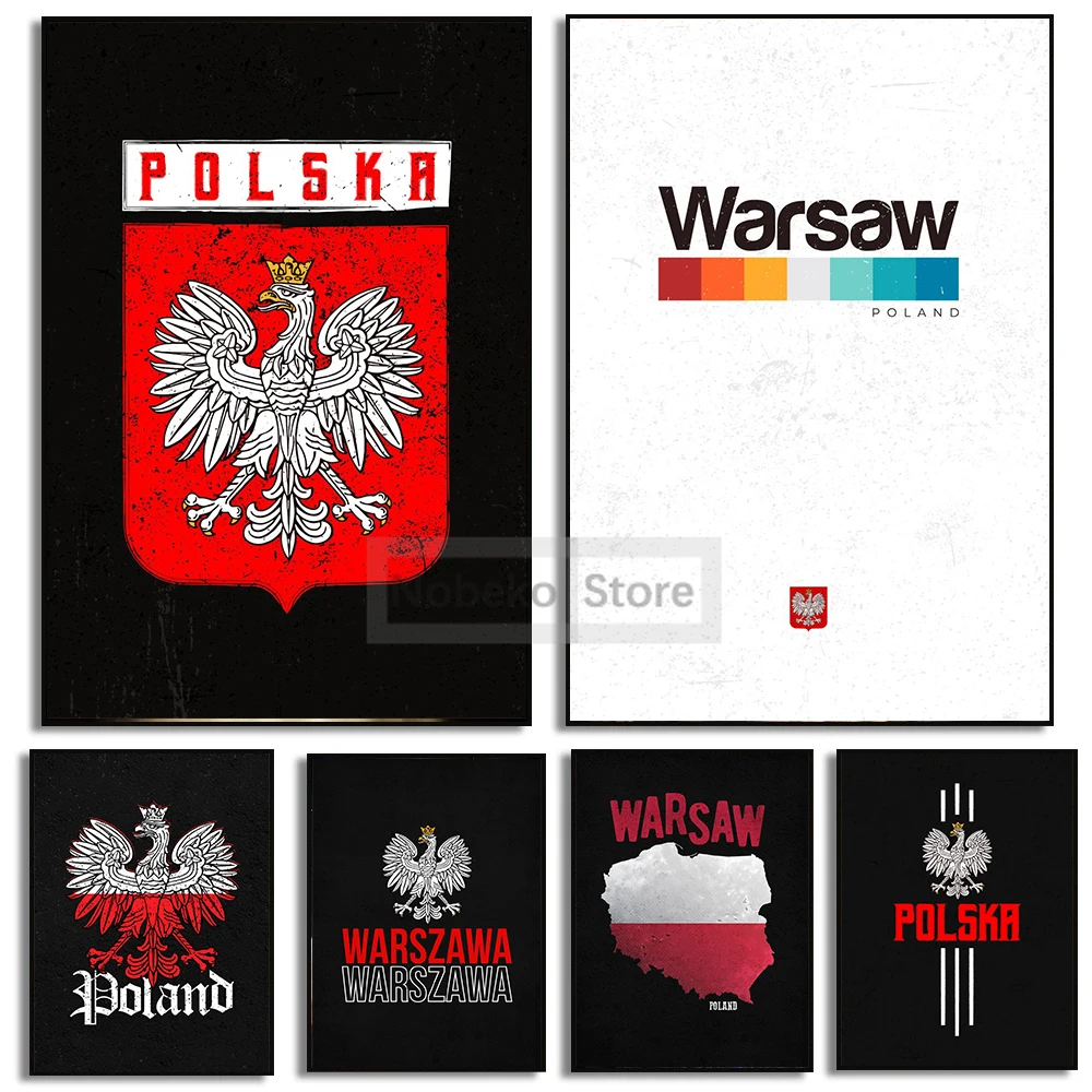 Poland Poster Polish Polska Pride White Eagle Warsaw Poster and Prints Gift Canvas Painting Wall Art Pictures Home Room Decor