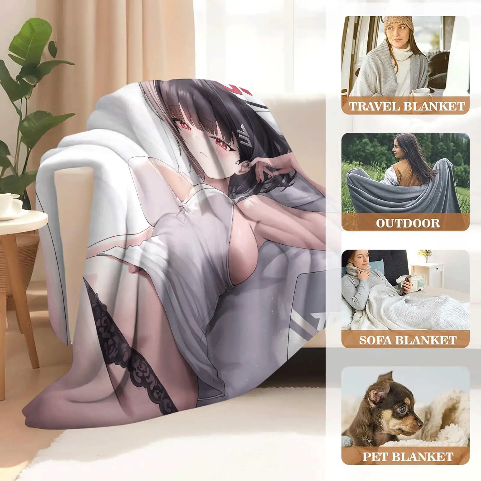 Blue Archive Flannel Blanket Soft Cozy for Naps Movie Nights Home Textile Essentials 3