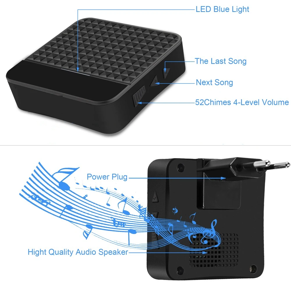 Home Wireless Doorbell Solar Power Welcome Friend Smart Doorbell 300m Long Range Distance IP65 Waterproof Receiver Door Bell Kit