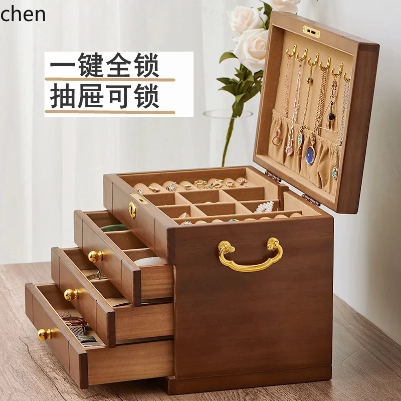 Picture 4: Zml solid wood jewelry box - fully locking, large capacity, multi-functional jewelry organizer with drawer storage