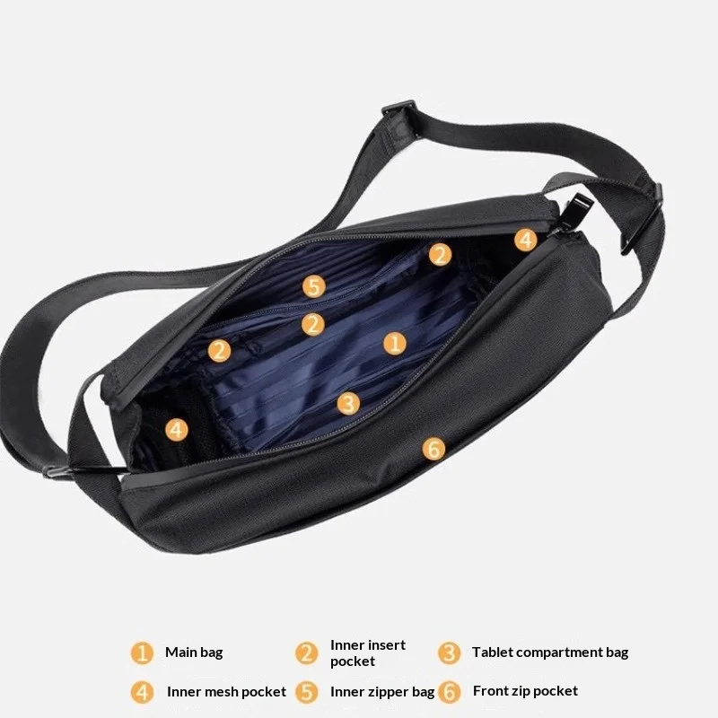 حقيبة كروس رجالية كاجوال من البوليستر مقاومة للماء وخفيفة الوزن للتنقل لركوب الدراجات حقيبة كتف واحدة وظيفية للرجال