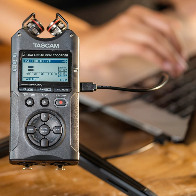 TASCAM DR-40X portable versatile four track digital audio recorder pen WAV/BWF linear PCM recorder USB audio interface