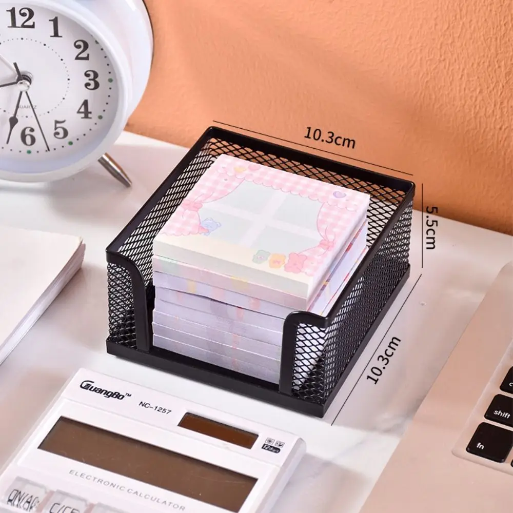 New Metal Mesh Cube Box Mini Office Supplies Desktop Note Box Portable School Stationary Storage Box