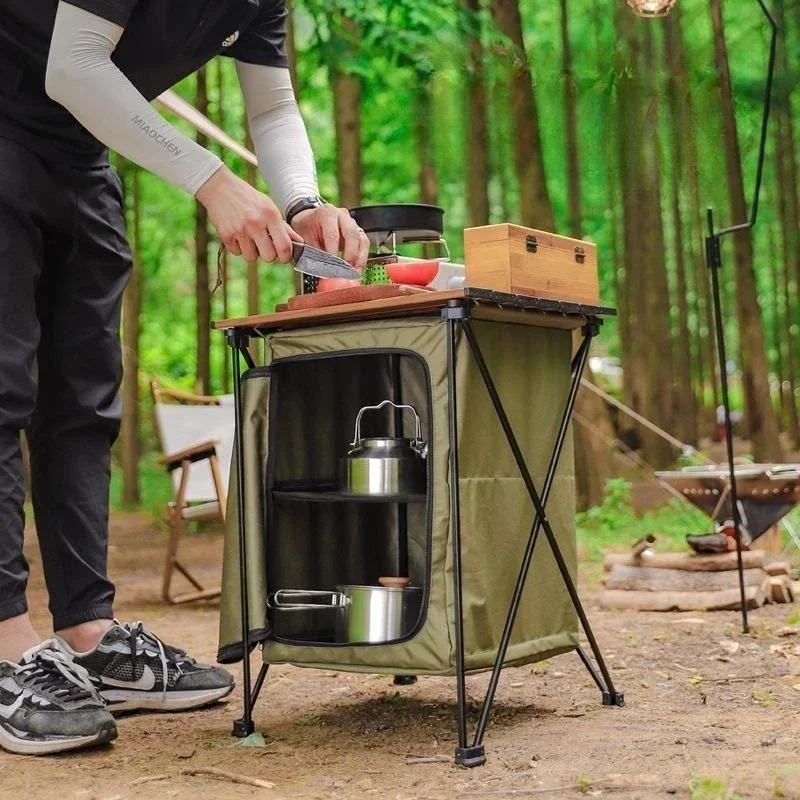 

Outdoor Camping Table Folding Storage Cabinet Portable Multifunctional Aluminum Alloy Table Cabinet Lightweight Storage Table