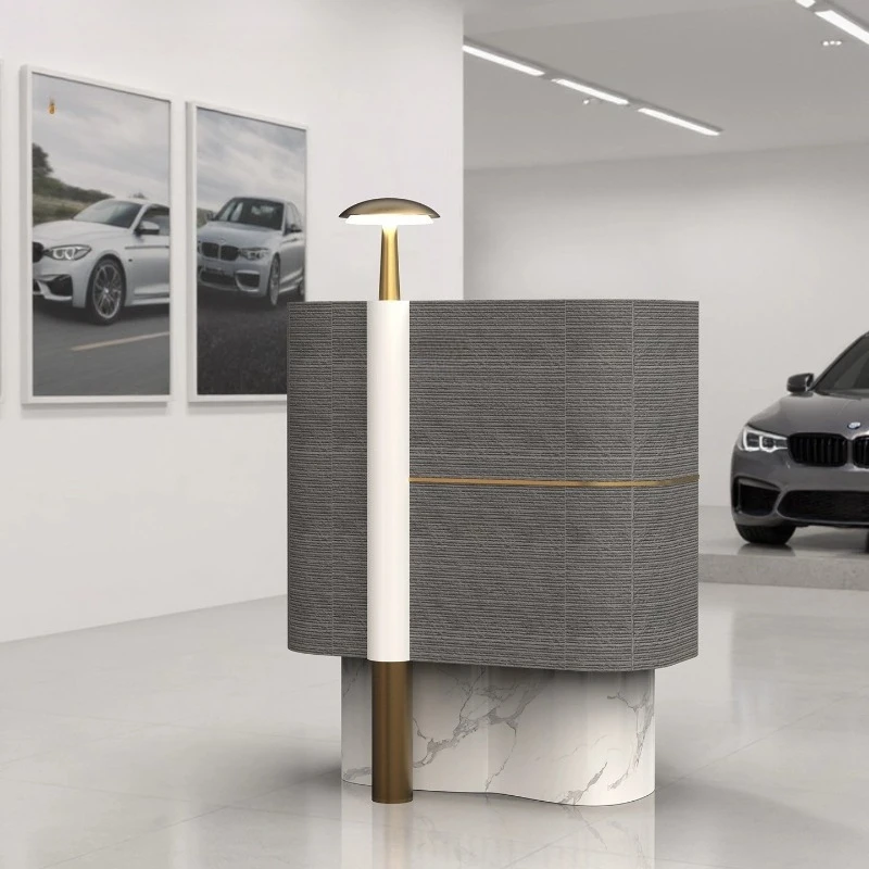 Stone Reception Desks Textured Stainless Metal Reception Desks Light Luxury Modern Custom Office Furniture Военное ДелоZY40JDT