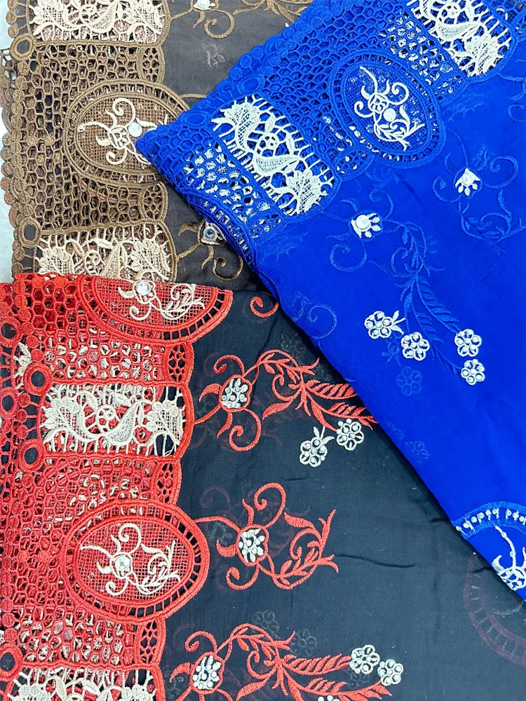 Luxury Scarf High Quality 100% Cotton Dubai African Women Islamic Scarf LOVE pattern Embroidery Chemical Lace Scarf  manycolor