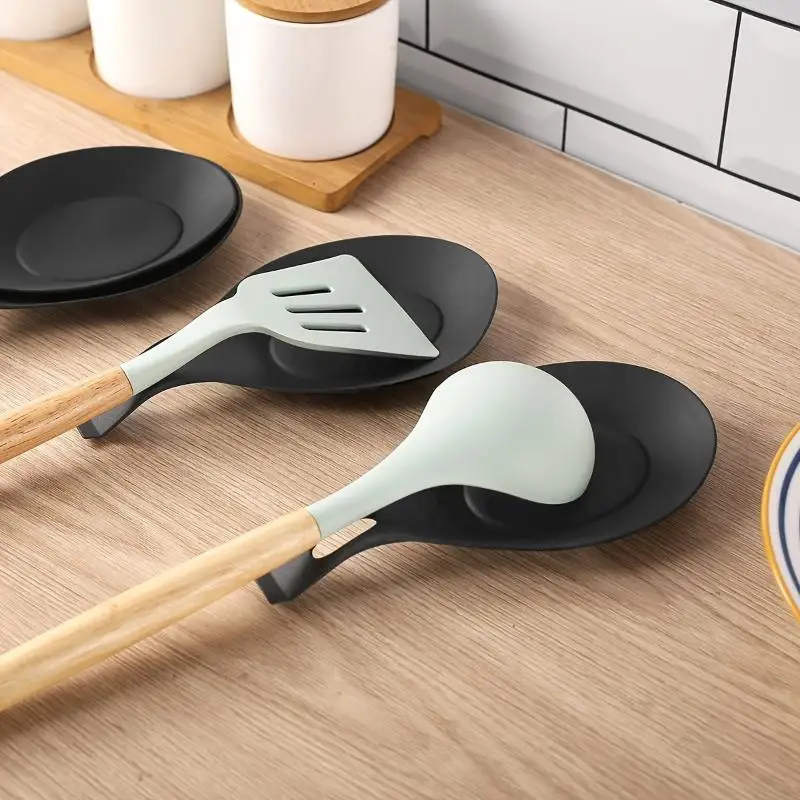 CCA83-CCA83-Spoon Rest, Silicone Heat-insulating Spoon Rest, Spatula Holder, Heat-resistant Cutlery Placemat Tray, Kitchen Tools