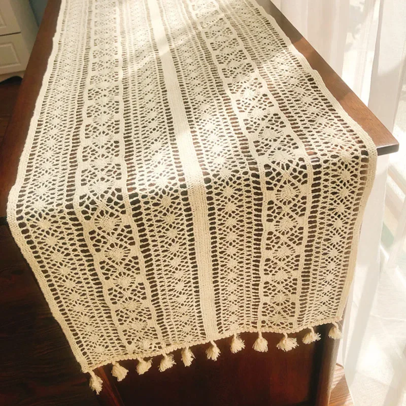 

TZ-0810-Q Rural retro pure cotton artistic crochet lace dining table with versatile tablecloths