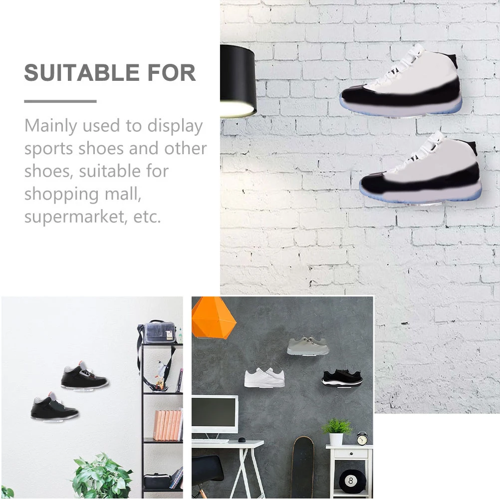 

6 Pcs Suspended Shoe Rack Space Saving Stand Modern Holder Floating Shelf Display Acrylic Standing Hanger Athletic Shoes