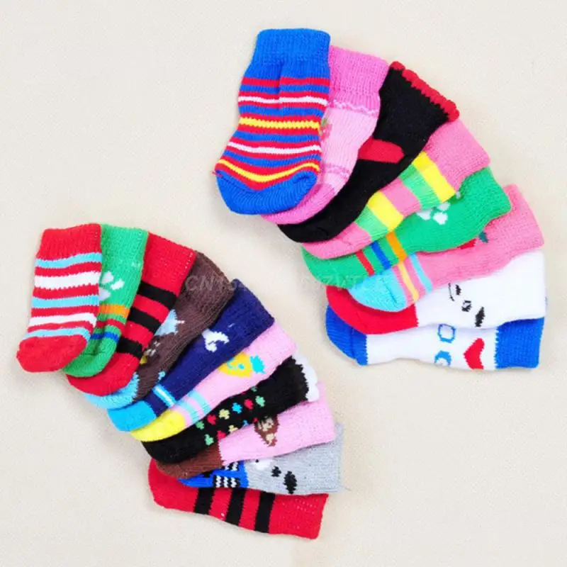 1~5SETS Pet Socks Cozy Stretchy Pet Socks For Winter Dog Pet Accessories In Demand Non-slip Comfortable Non-slip Dog Socks