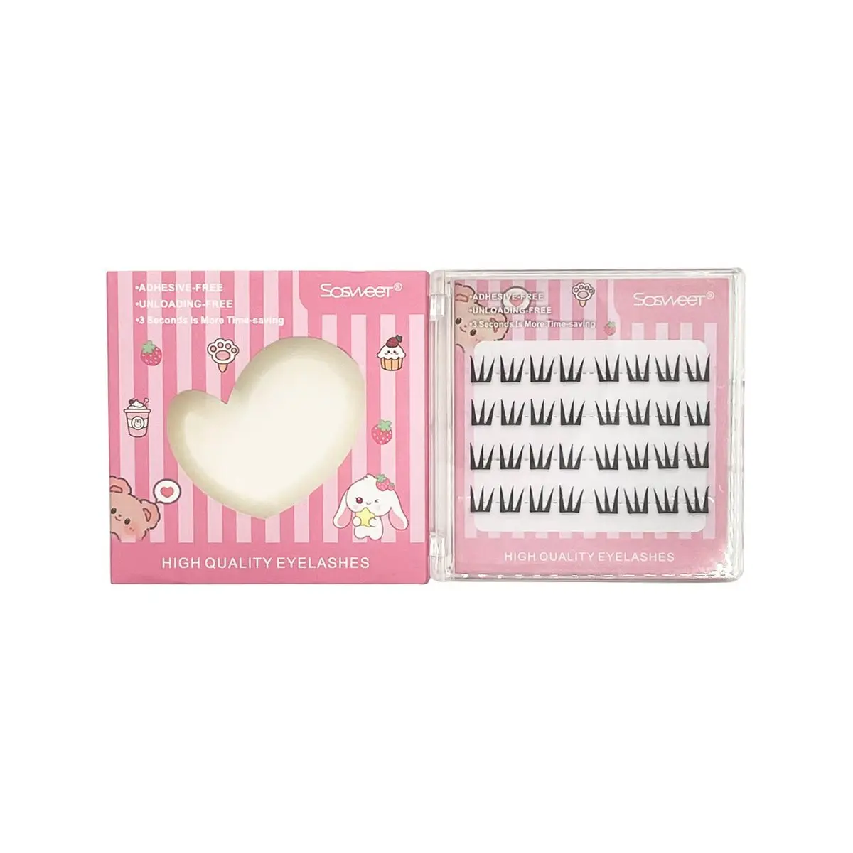 Clusters de cílios sem cola, folha ultrafina, série de cílios postiços autoadesivos, sensação de toque zero para iniciantes, fácil uso