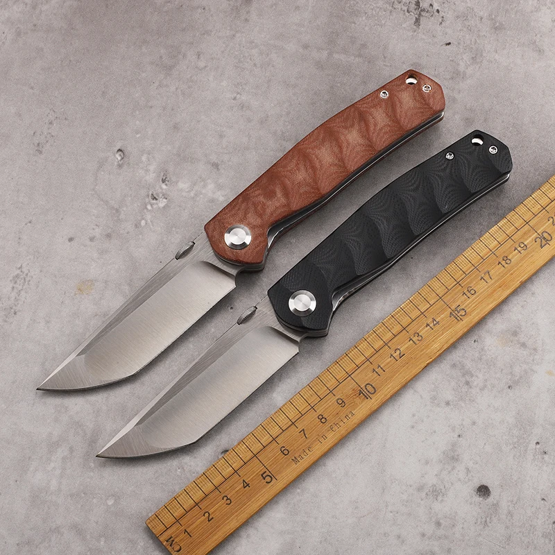 Utility Knife D2 Steel G10 Shank Ceramic Ball Bearing Front Fins Outdoor Hunting EDC Tools Pocket Folding Knife