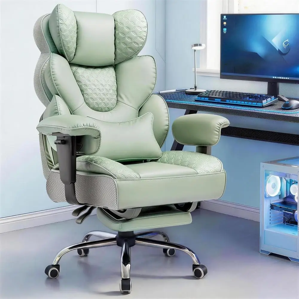 

Ergonomic Heavy-Duty Gaming Chair with Adjustable Lumbar Support, 150° Recline, Thick Armrests for PC and Esports