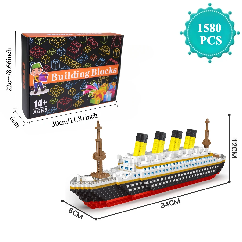 Luxe Titanic Cruiseschip Bouwstenen Monteer Model Boot Bakstenen Collectie Bouwspeelgoed voor Verjaardagscadeau voor kinderen