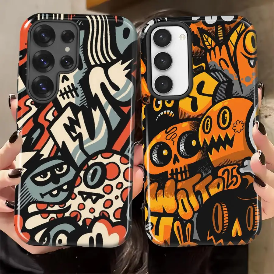 Graffiti Skull Pattern Soft Cover Capa Phone Case for Samsung Galaxy S26 Ultra S20 FE A16 A56 A26 S24 Ultra A36 S25Ultra S23