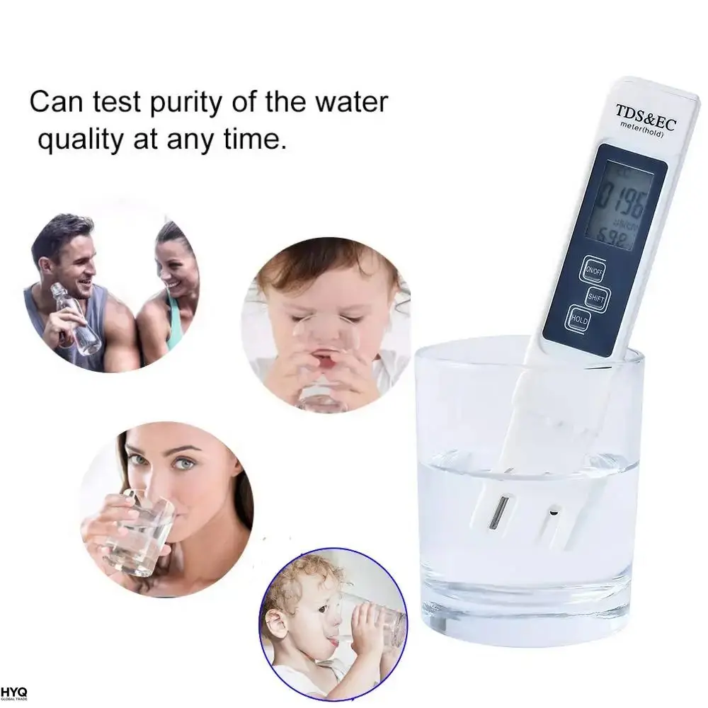 1PC White Digital Water Quality Tester TDS EC Meter Range 0 to 9990 Multifunctional Water Purity Temperature TEMP PPM Tester image 3