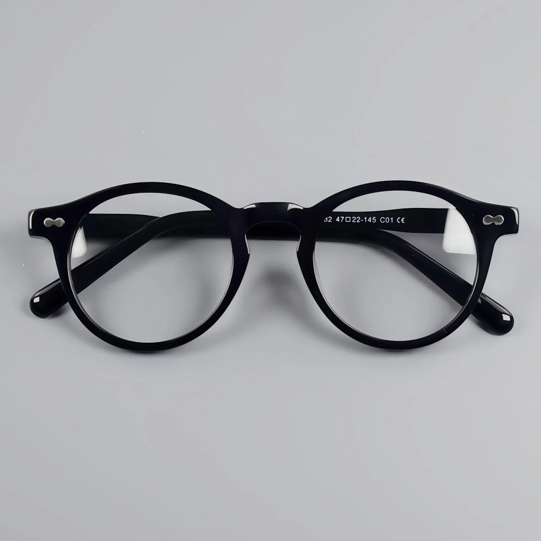 BETSION Fashion Classic Round Acetate Eyeglasses Frame Men Women 47mm Casual Multi-Color Eyeglasses For Everyday Use