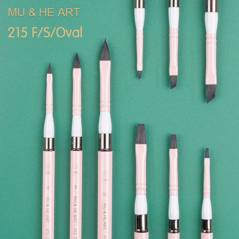 Watercolor Brush Set Grey Squirrel Mix Hair Round Pointed Flat Angled Cat Tongue Liner Brushes Portable Travel Palm Size for Wat