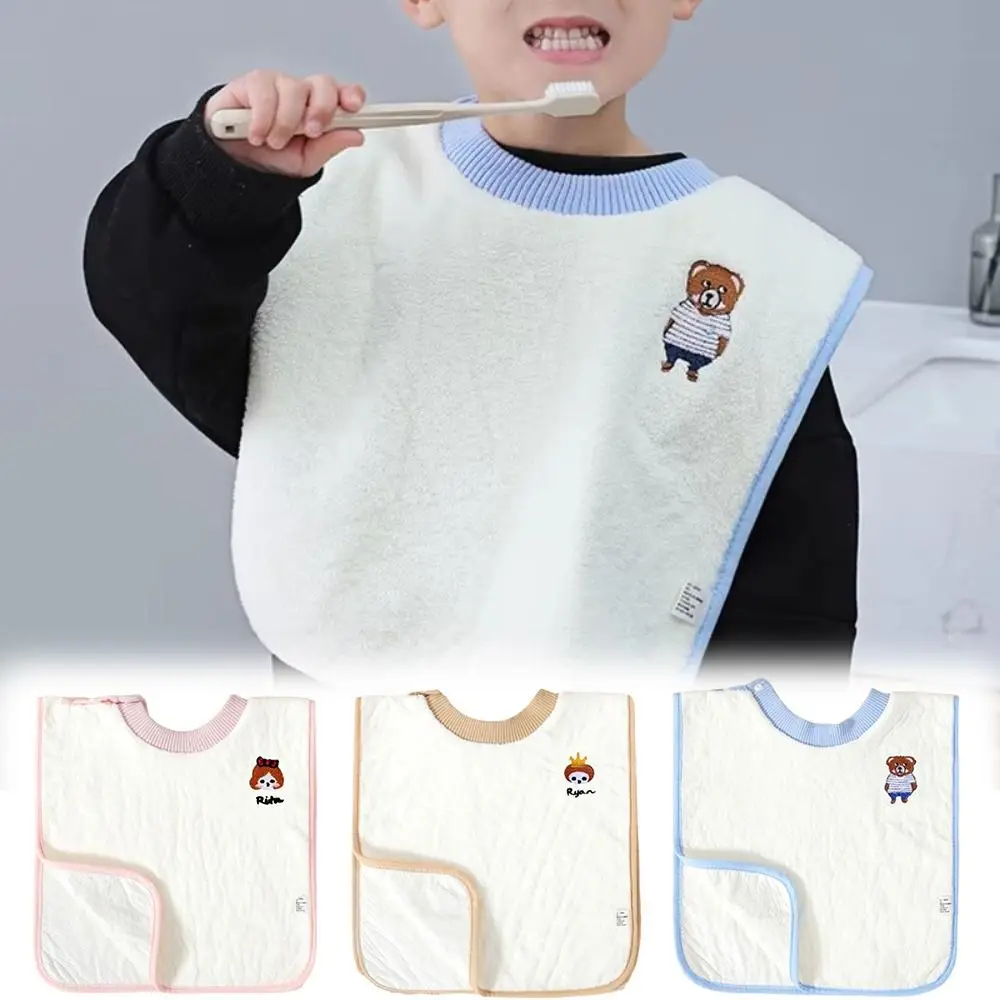 New Coral Velvet Towel Bib Cartoon Pattern Soft Touch Neck Towel Protective Barrier Infant Feeding Bib Face Washing