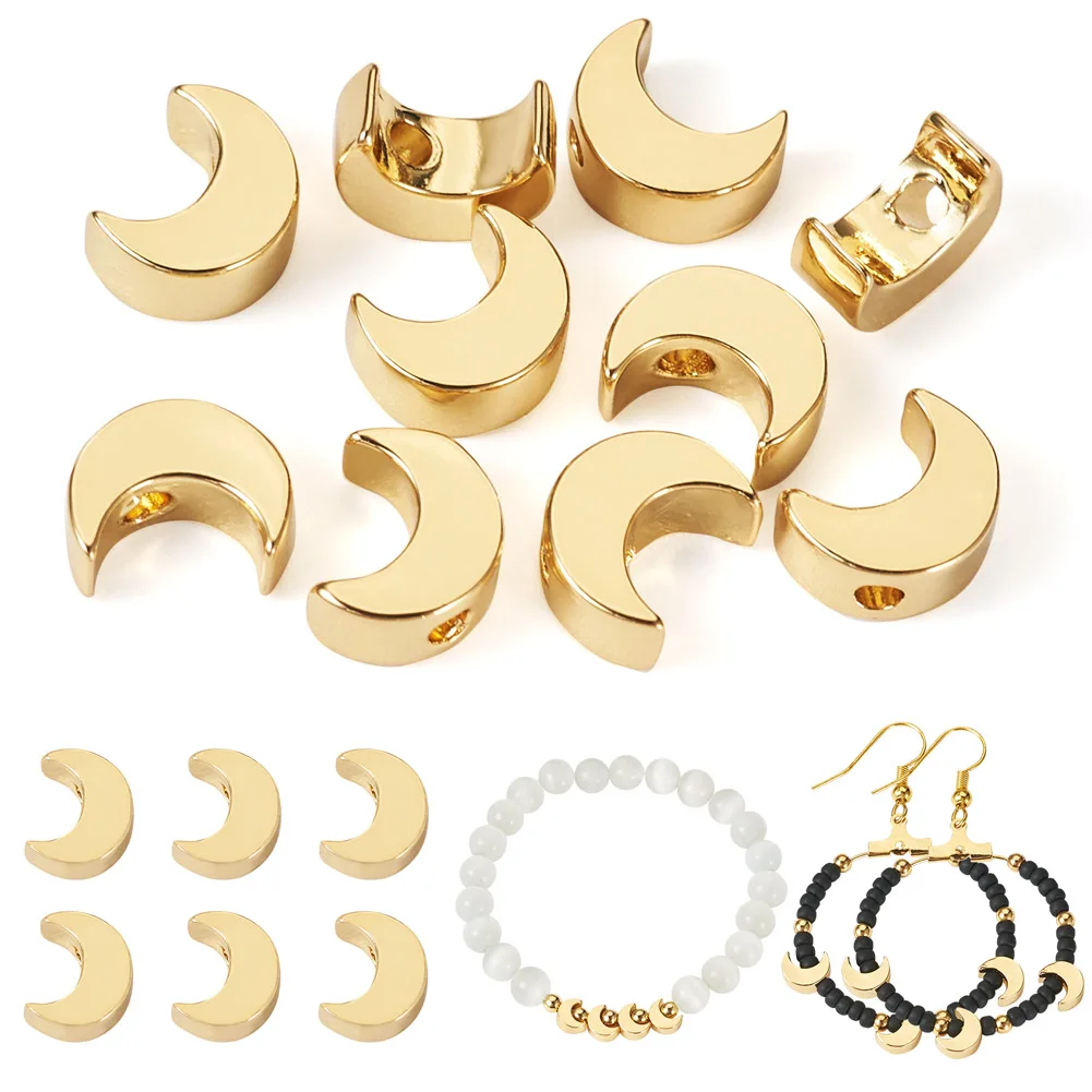 

10Pcs Brass Beads Moon Shape Shape Spacer Beads Bracelets Loose Charm Bead for DIY Necklaces Jewelry Making Accessories 7x4x3mm