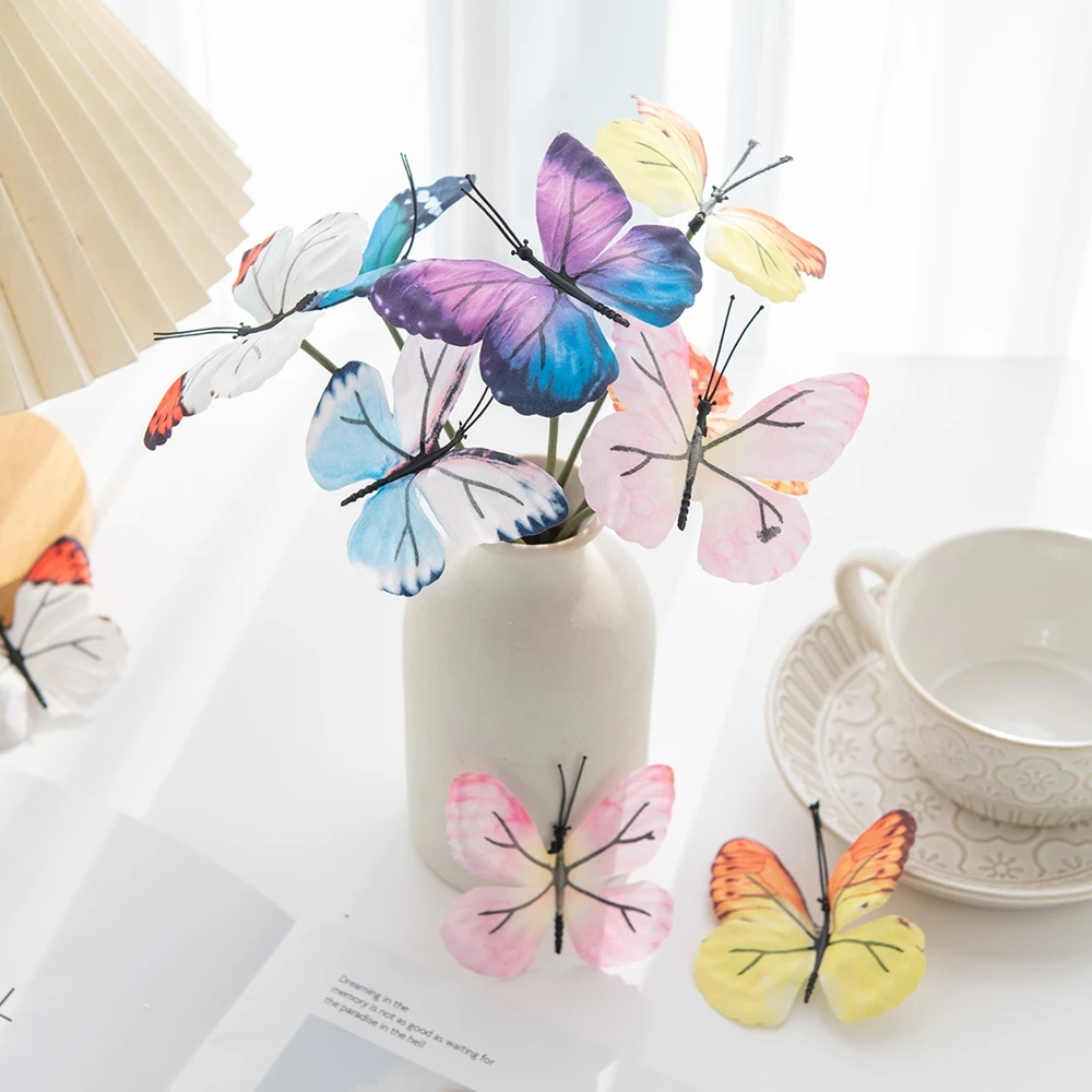 Künstliche Schmetterlinge 3D Hochzeit Garten Festival Party Tisch Dekor Vasen Hause Sammelalbum Kranz Diy Geschenk Boxen Zubehör Billig – Detail 2