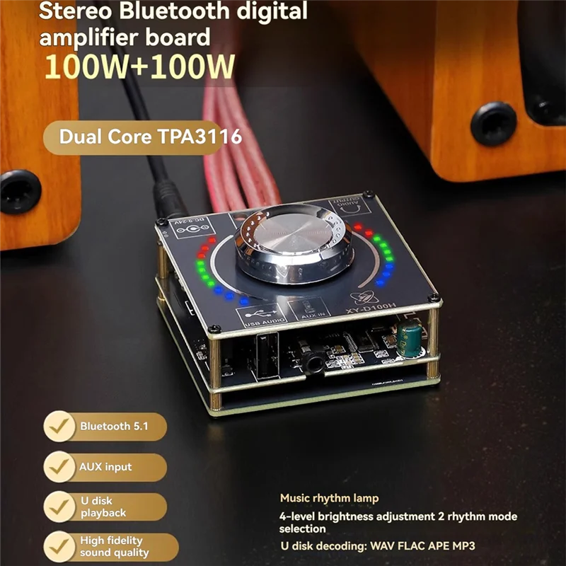 Modulo amplificatore stereo ELECT-Bluetooth 100W + 100W Amplificatore di potenza audio digitale DC 9-24V/5A per Home Theater