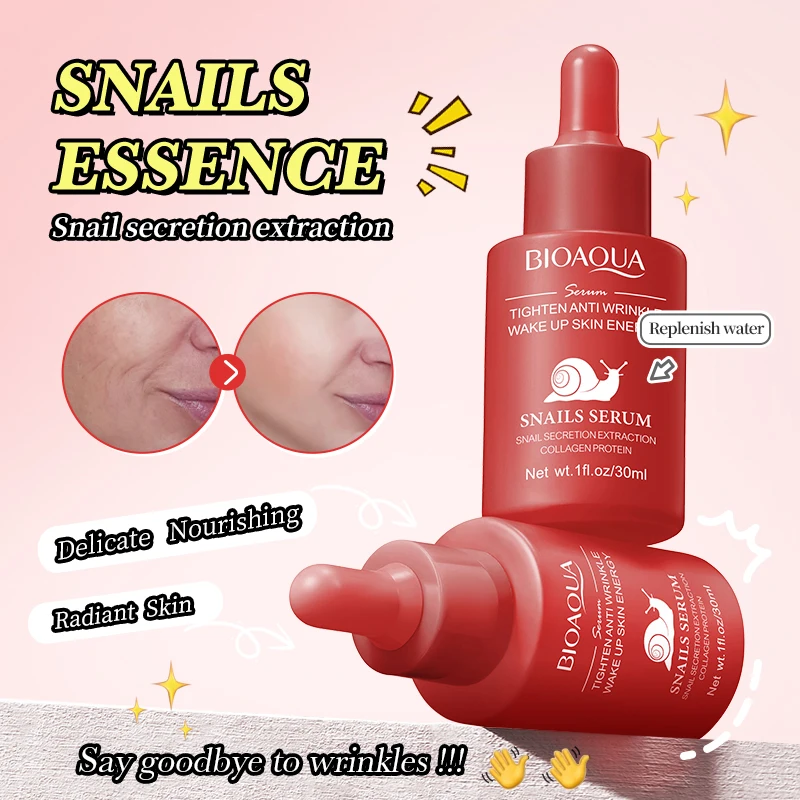 BIOAQUA Snail Anti-Aging Skin Care Set Anti-Wrinkle Face Serum Whitening Moisturizing Dark Circles Eye Cream Skin Care