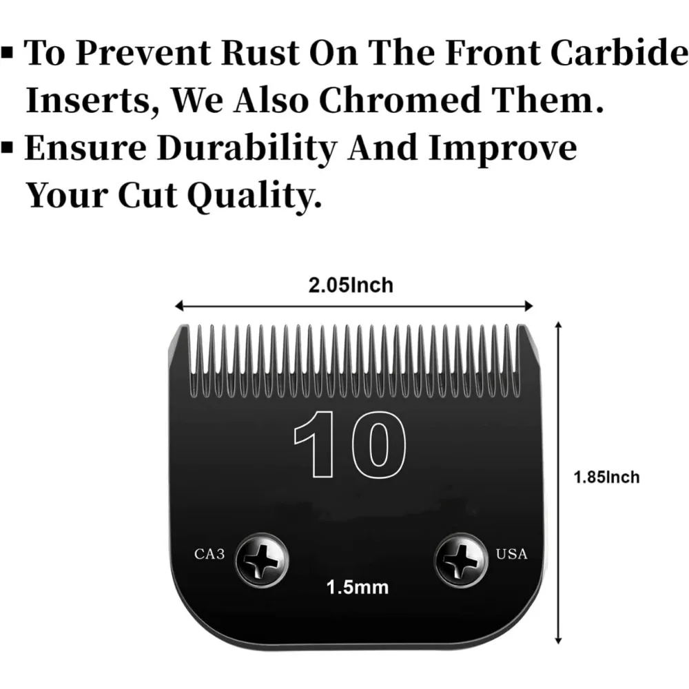 10# Black Blade Dog Grooming, Made of Steel Blade and Stainless Steel Blade Compatible with Ainds，Oster A5，Other Series Clippers