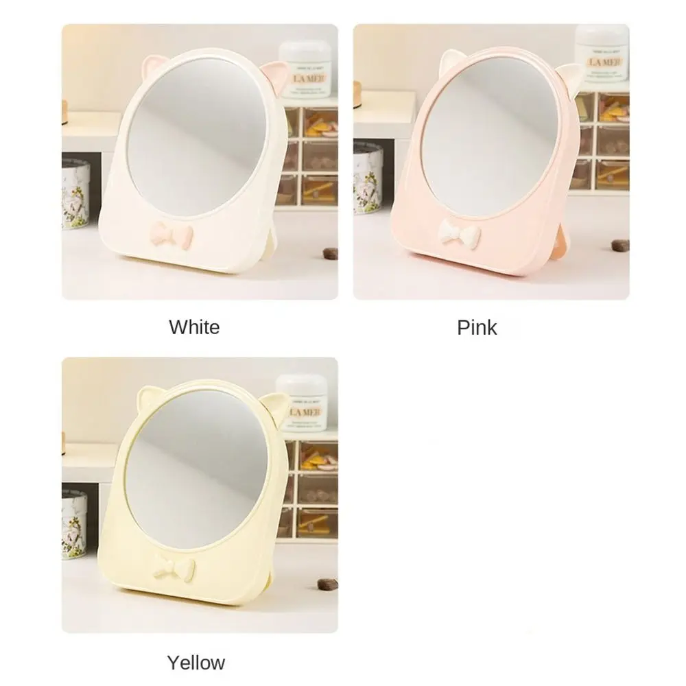 With Cosmetics Storage Box Makeup Mirror High Definition Waterproof Makeup Case Mirror Cat Ear Dustproof Dressing Mirror