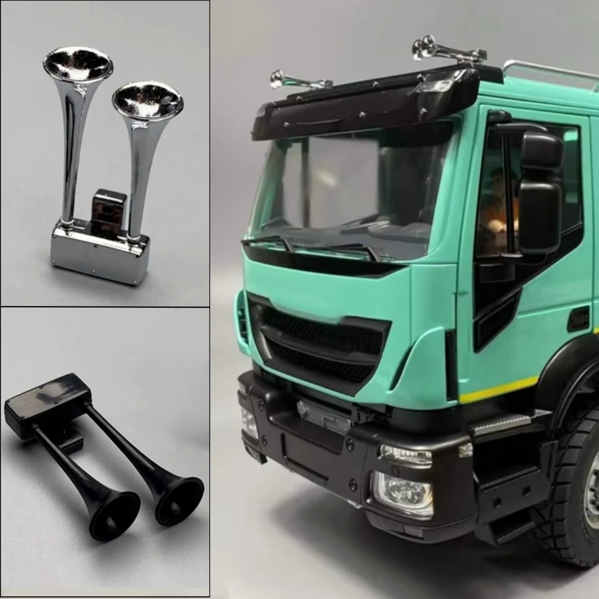 2 Bocinas de Trompeta, 2 Piezas Mejoradas para Camiones RC Tamiya 1/14 SCANIA Benz GL, Remolques, Volquetes, Piezas de Juguete DIY