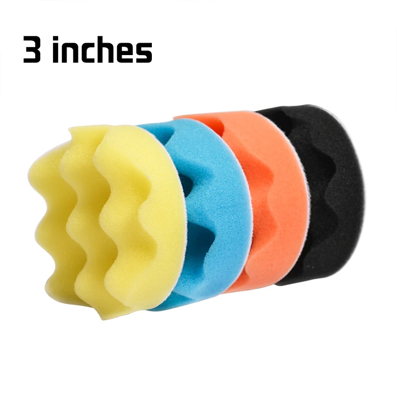 4 Pcs 3/4/5/6/7 Inch Buffing Buffer Sponge Polishing Pad Wax Polishing Kits  to Remove Heavy Scratches and Paint Defects