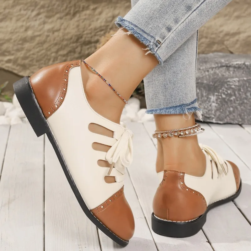 Flats Women Casual Loafers Shoes Designer Dress Fashion Walking Shoes New 2024 Autumn Lace Up Sport Shoes Femme Trend Zapatos